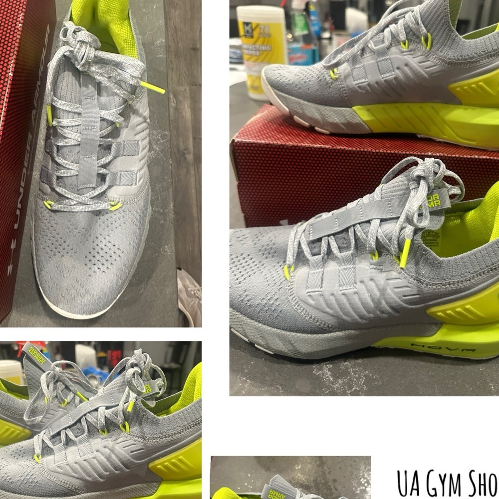 Under Armour Gray and Neon Lime Knit Training Shoes